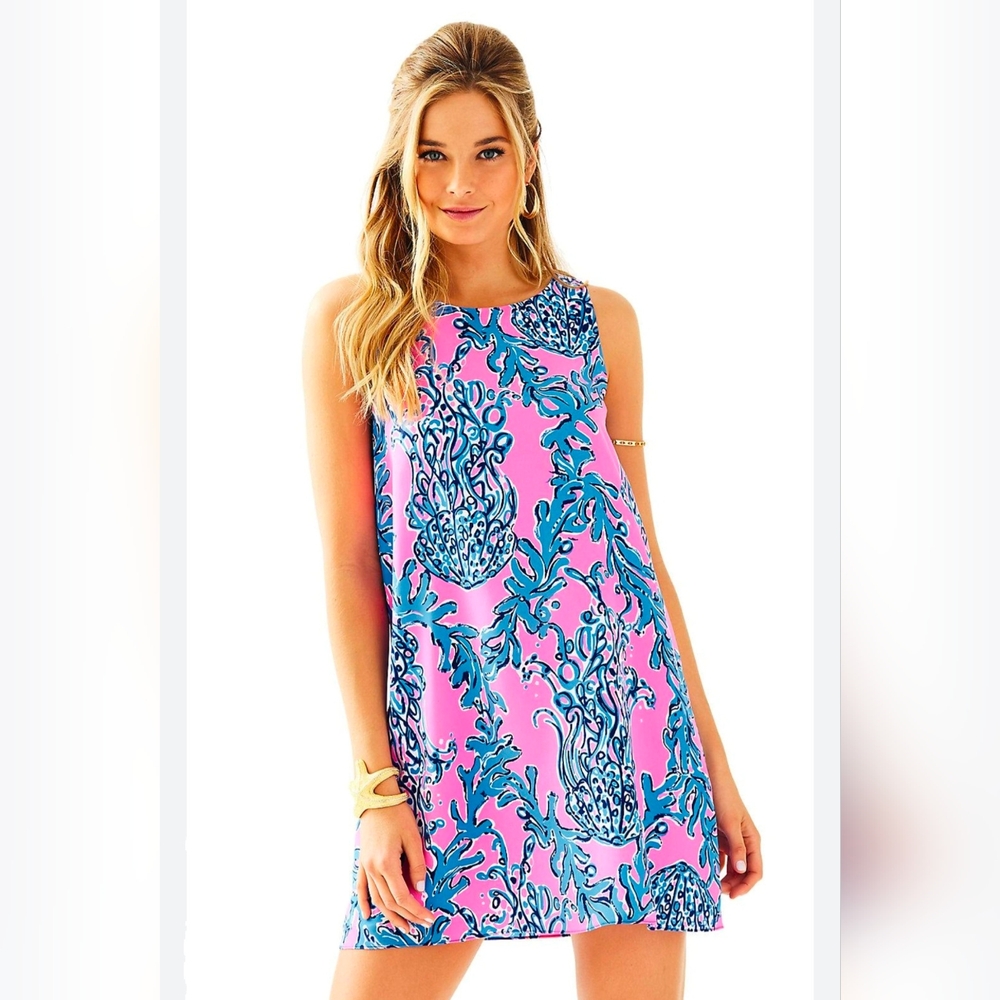 Lilly Pulitzer sz XS Silk Caught in Coral Jackie Shift Dress